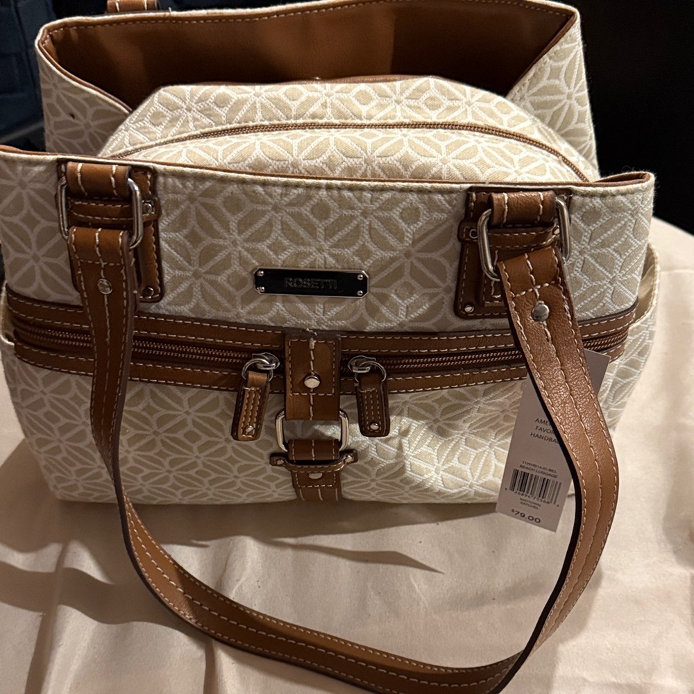 Rosetti Brown and White Satchel